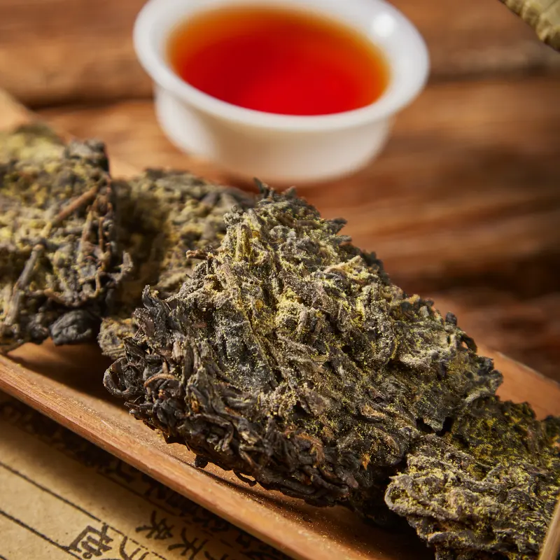 The dense golden flowers on Fu Brick Tea